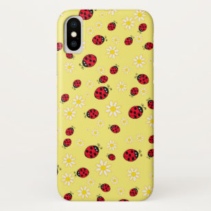 girly cute ladybug and daisy flower pattern yellow Case-Mate iPhone case