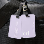 Girly Cute Light Purple Monogram Luggage Tag<br><div class="desc">This Classy Beige Cream Monogram Luggage Tag makes the perfect Christmas gift! Whether you're looking for Christmas gift ideas for women, or unique coworker Christmas gift ideas for women, this tag combines elegance and practicality. Ideal for those searching for Christmas gifts to make travel easier, it's also perfect for Christmas...</div>