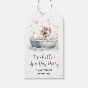 Girly Cute Pastel Pony Spa Day Kids Birthday Party Gift Tags