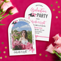 Girly Cute Pink Bows Arch Graduation Celebration