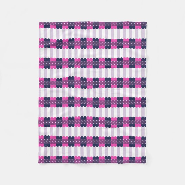 Girly Cute Purple and Pink Pattern Fleece Blanket (Front)
