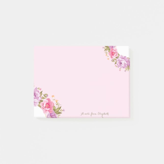 Girly Cute Stylish Chic Floral -Personalised Post-it Notes (Front)