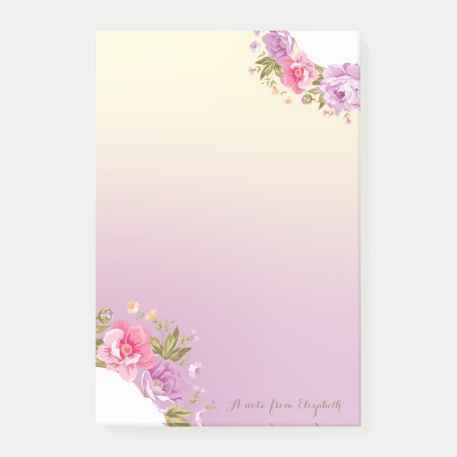 Girly Cute Stylish Floral -Personalised Post-it Notes (Front)