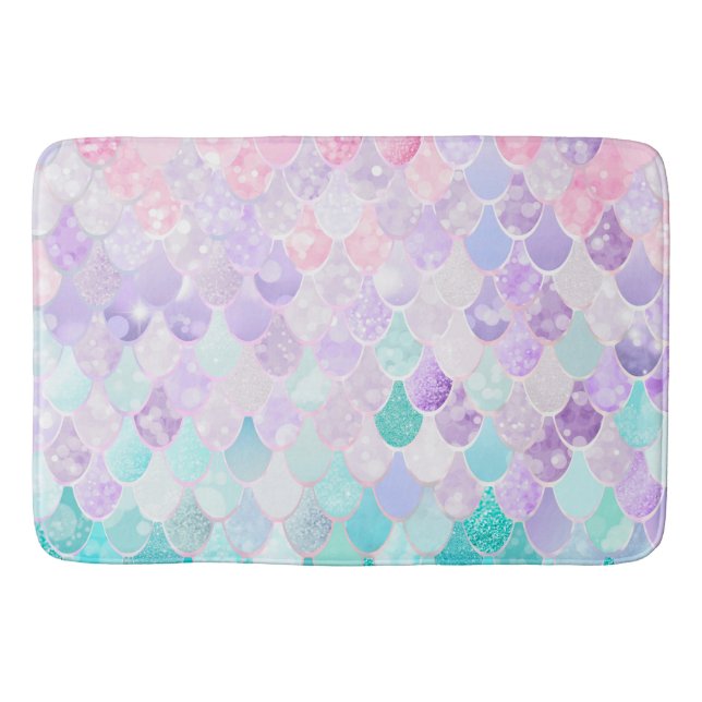 Girly, cute, trendy, beach, pink, Mermaid Bath Mat (Front)