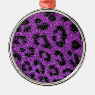 Girly Cute Trendy Purple Glitter Cheetah print Metal Tree Decoration