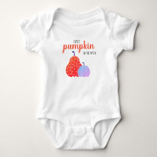 Girly Cutest Pumpkin In The Patch Purple Hot Pink Baby Bodysuit