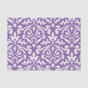 Girly Damask purple & white Swirly Tissue Paper