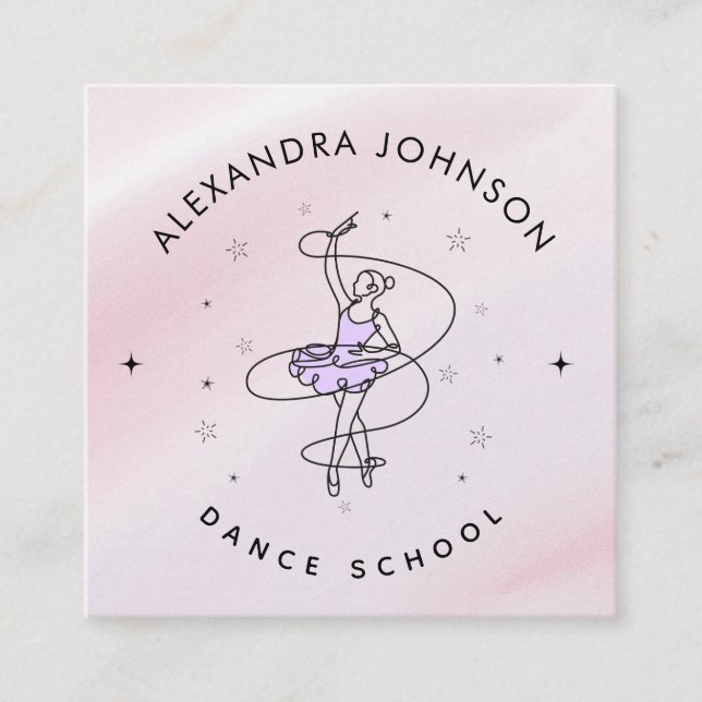 Girly Dance School Choreographer Ballerina Dancer  Square Business Card (Front)