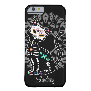 Girly Day of the Dead cute cat custom personalised Barely There iPhone 6 Case