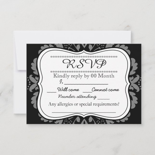 Girly Day of the Dead cute cat custom RSVP (Front)