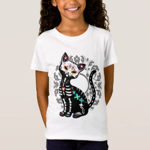 Girly Day of the Dead cute cat custom T-Shirt