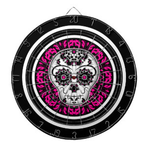 Girly Day of the dead sugar skull hot pink accents Dartboard