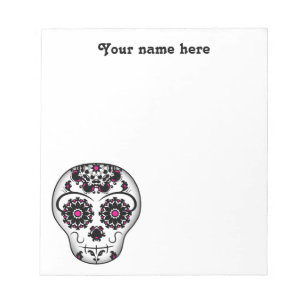 Girly day of the dead sugar skull notepad