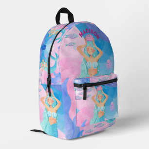 Girly design featuring cute mermaid pink and blue printed backpack