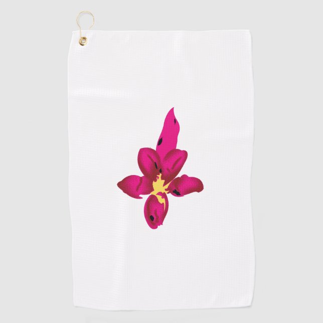 Girly Design, Light Gold, Purplish Red Golf Towel (Front)