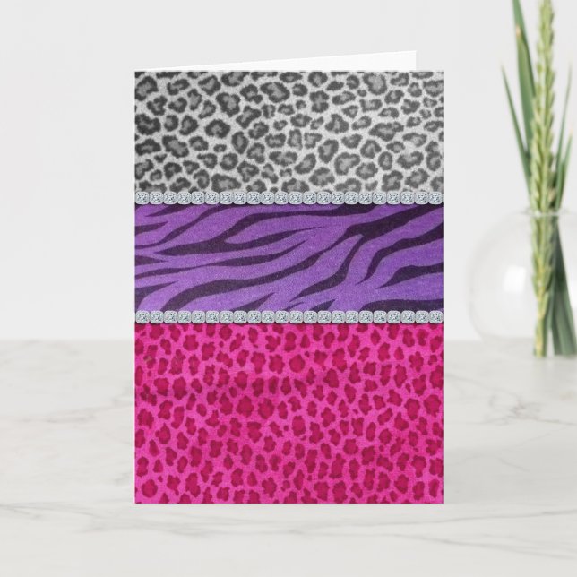 Girly Diamond Animal Print Card (Front)