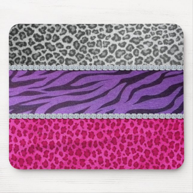 Girly Diamond Animal Print Mouse Mat (Front)