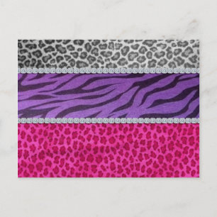 Girly Diamond Animal Print Postcard