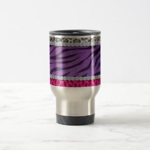 Girly Diamond Animal Print Travel Mug