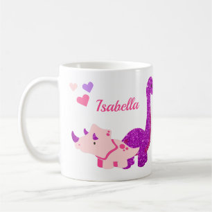 Girly Dinosaur Pink Personalised Coffee Mug
