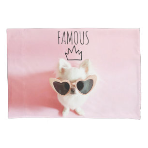 Girly Dog Photo Hand Drawn Text and Crown Pink Pillowcase
