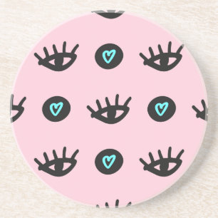 Girly Doodle: Eyes Hearts Seamless. Coaster