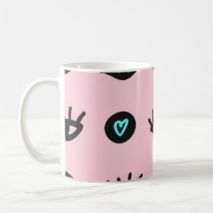 Girly Doodle: Eyes Hearts Seamless. Coffee Mug