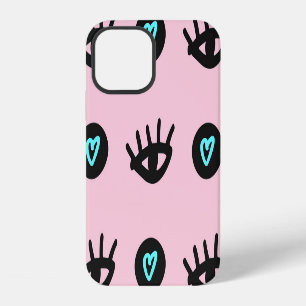 Girly Doodle: Eyes Hearts Seamless. iPhone 12 Case