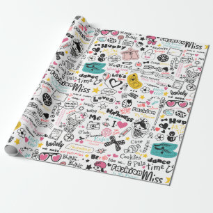 Girly Doodles Wrapping Paper