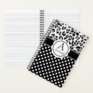 Girly dots and animals print monogram journal