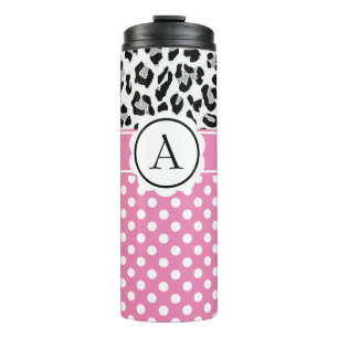 Girly dots and animals print monogram  thermal tumbler