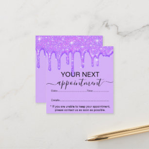 Girly Dripping Purple Glitter Appointment  Card