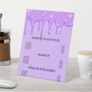 Girly Dripping Purple Glitter Pedestal Sign