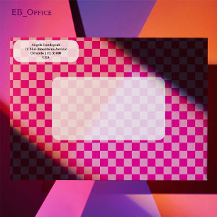 Girly Duo Pink Chequerboard Return Address Envelope