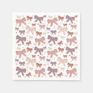 Girly Dusty Pink Bows And Little Hearts  Napkin