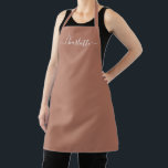 Girly dusty rose custom script name monogram chic apron<br><div class="desc">Personalised dusty rose custom modern script name text monogram solid plain colour girly stylish elegant chic dusty rose and white text kitchen Apron. Customise,  personalise it with name,  quote,  phrase,  or text.
Great for cooks,  chefs,  pottery,  ceramics,  crafts,  work,  kitchen,  baking,  bbq,  grill,  etc</div>