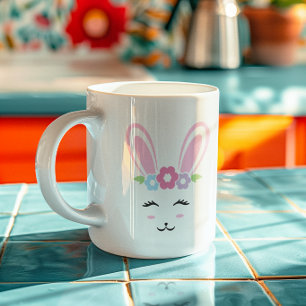 Girly Easter Glam Bunny Face Coffee Mug