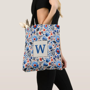 Girly Elegant Blue Wildflowers Stylish Custom Tote Bag