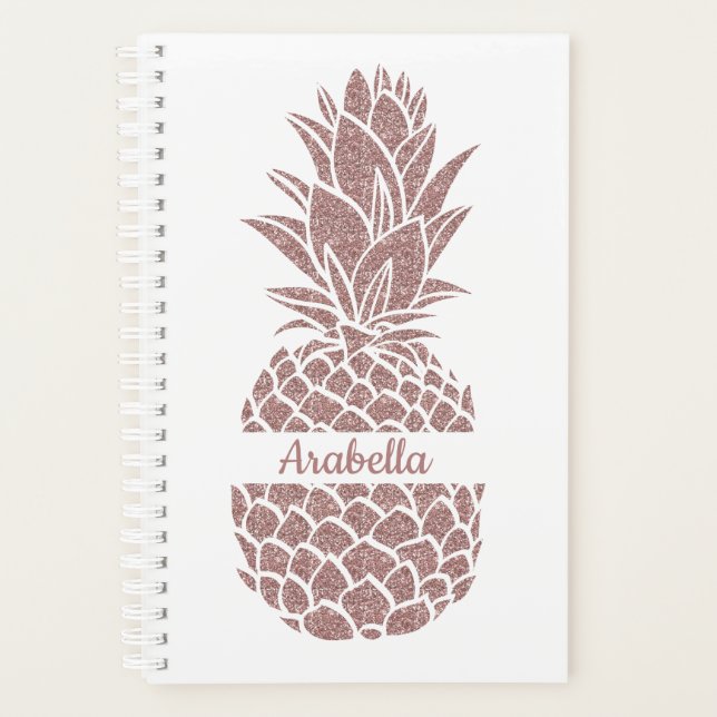 Girly Elegant Blush Pink Glitter Pineapple Name Planner (Front)