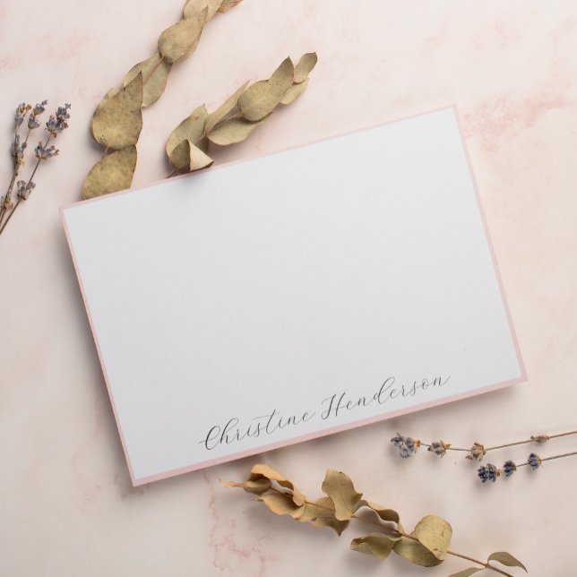Girly Elegant Blush Pink Stationery Flat Card (Creator Uploaded)