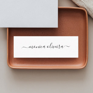 Girly Elegant Calligraphy Professional White Mini Business Card