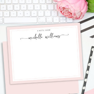 Girly Elegant Calligraphy Script Blush Note From Card