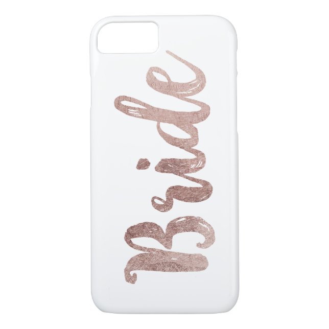 Girly Elegant Chic Faux Rose Gold and White Bride Case-Mate iPhone Case (Back)