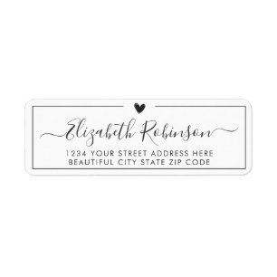  Girly Elegant Chic Script Heart Address Label