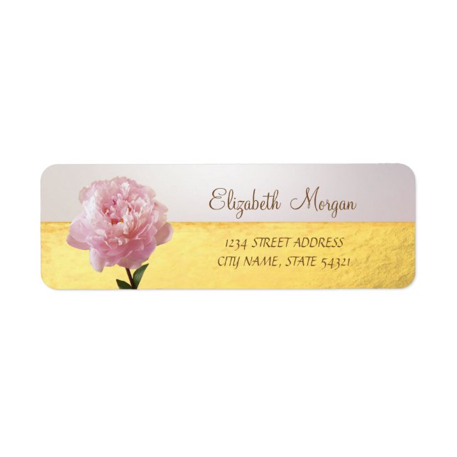 Girly Elegant,Gold,Carnation  Address Label (Front)