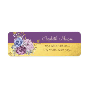 Girly Elegant,Gold,Purple Flowers