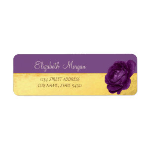 Girly Elegant,Gold,Purple,Rose Address Label