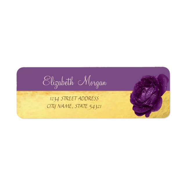 Girly Elegant,Gold,Purple,Rose Address Label (Front)