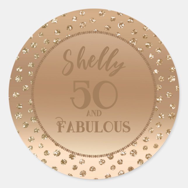 Girly Elegant Rose Gold Glitter Sequin Classic Round Sticker (Front)