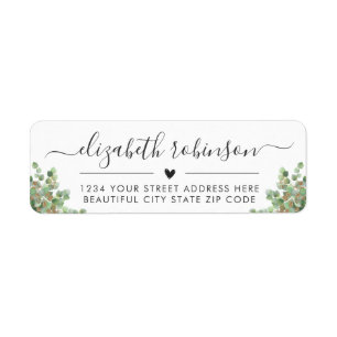 Girly Elegant Script Greenery Address Label